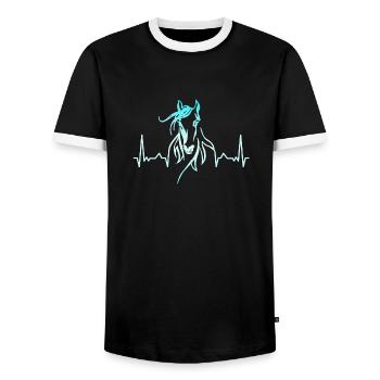 Pferd Herzschlag reiten - Männer Kontrast-T-Shirt - Schwarz/Weiß - Vorne - AI Model Female 172 light (172cm) & AI Model Male 178 light (178cm)