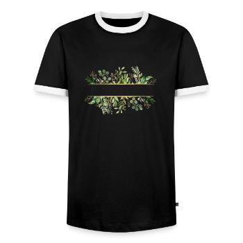 Leaf frame - Männer Kontrast-T-Shirt - Schwarz/Weiß - Vorne - AI Model Female 172 light (172cm) & AI Model Male 178 light (178cm)