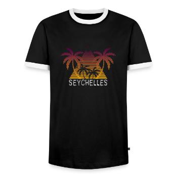 Seychellen - Männer Kontrast-T-Shirt - Schwarz/Weiß - Vorne - AI Model Female 172 light (172cm) & AI Model Male 178 light (178cm)