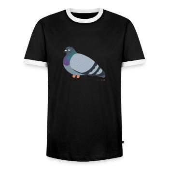 Our city pigeons: simply beautiful! - Men's Ringer Shirt - black/white - Front - AI Model Female 172 light (172cm) & AI Model Male 178 light (178cm)