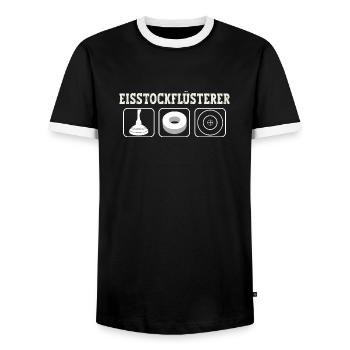 Eisstockschießen Eisstock Flüsterer Stockschießen - Männer Kontrast-T-Shirt - Schwarz/Weiß - Vorne - AI Model Female 172 light (172cm) & AI Model Male 178 light (178cm)