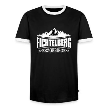 Fichtelberg dans les monts Métallifères - T-shirt contrasté Homme - noir/blanc - Devant - AI Model Female 172 light (172cm) & AI Model Male 178 light (178cm)