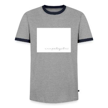 Unapologetic - Men's Ringer Shirt - grey/navy  - Front - AI Model Female 172 light (172cm) & AI Model Male 178 light (178cm)