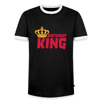Boss Birthday King Logo - Männer Kontrast-T-Shirt - Schwarz/Weiß - Vorne - AI Model Female 172 light (172cm) & AI Model Male 178 light (178cm)