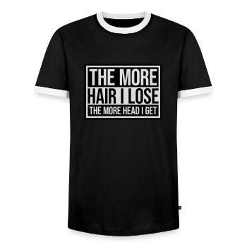 I get more head - Men's Ringer Shirt - black/white - Front - AI Model Female 172 light (172cm) & AI Model Male 178 light (178cm)