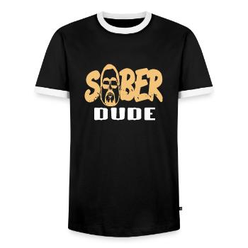 Sober Dude Retro Sobriety Designs - Men's Ringer Shirt - black/white - Front - AI Model Female 172 light (172cm) & AI Model Male 178 light (178cm)