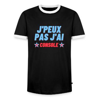J Peux Pas J ai Console - T-shirt contrasté Homme - noir/blanc - Devant - AI Model Female 172 light (172cm) & AI Model Male 178 light (178cm)
