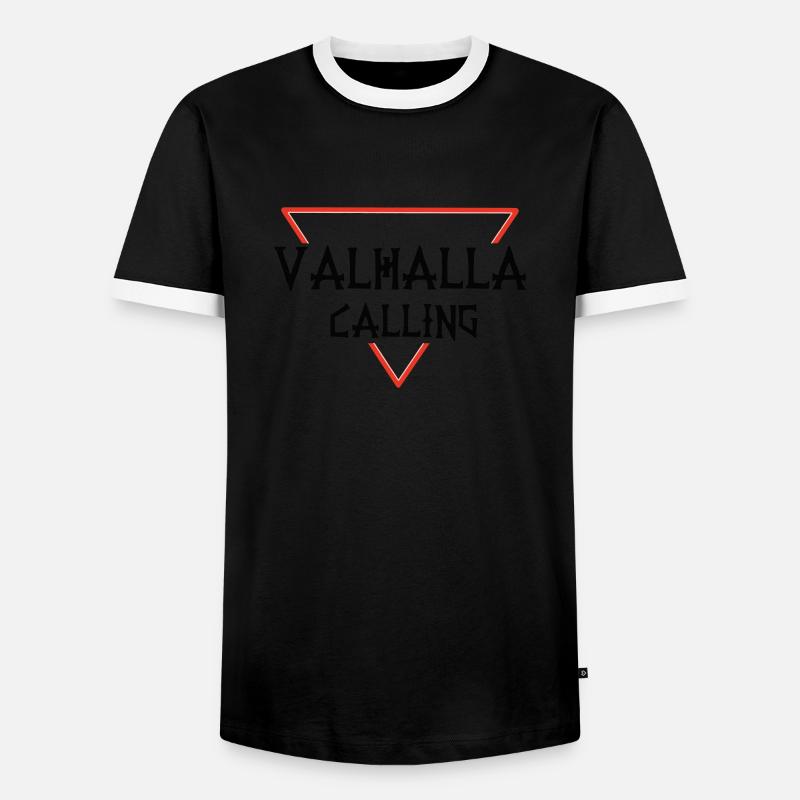 Valhalla Calling (Final Logo) - Men's Ringer Shirt - black/white