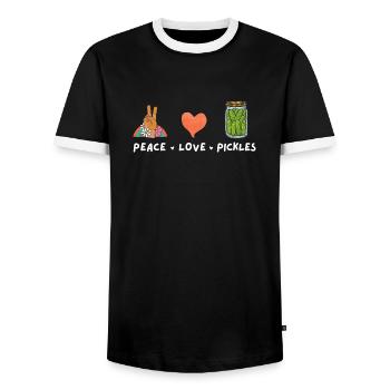 Paix, Amour Et Cornichons Amoureux De La Nourriture Vintage - T-shirt contrasté Homme - noir/blanc - Devant - AI Model Female 172 light (172cm) & AI Model Male 178 light (178cm)
