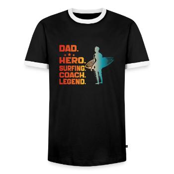 Papa Held Surf Coach Legende Lustig Surfen Papa - Männer Kontrast-T-Shirt - Schwarz/Weiß - Vorne - AI Model Female 172 light (172cm) & AI Model Male 178 light (178cm)