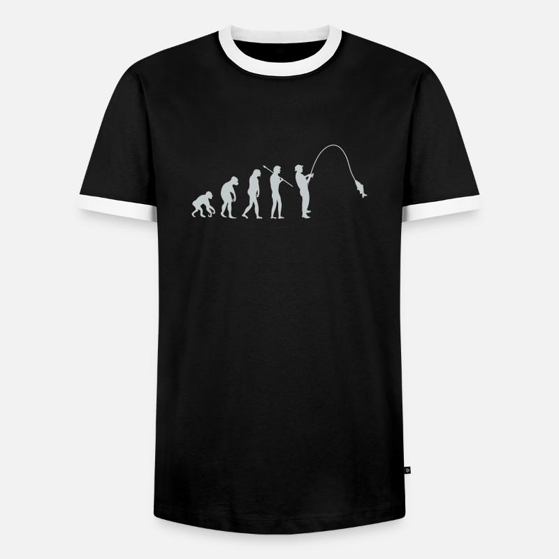 fishing evolution - Männer Kontrast-T-Shirt - Schwarz/Weiß