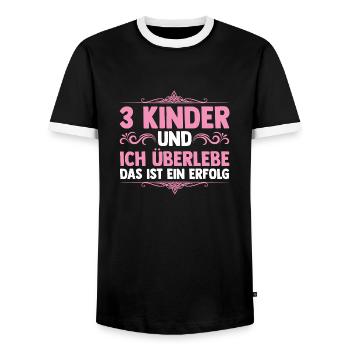Mom of 3 children - Men's Ringer Shirt - black/white - Front - AI Model Female 172 light (172cm) & AI Model Male 178 light (178cm)