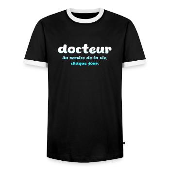 Arzt, Arzt, Krankenschwester, Gesundheit und weißer Kittel - Männer Kontrast-T-Shirt - Schwarz/Weiß - Vorne - AI Model Female 172 light (172cm) & AI Model Male 178 light (178cm)