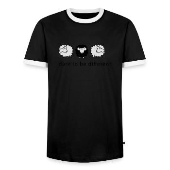 black sheep - Men's Ringer Shirt - black/white - Front - AI Model Female 172 light (172cm) & AI Model Male 178 light (178cm)