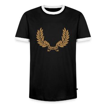 Lorbeer Kranz gold Logo Zweige - Männer Kontrast-T-Shirt - Schwarz/Weiß - Vorne - AI Model Female 172 light (172cm) & AI Model Male 178 light (178cm)