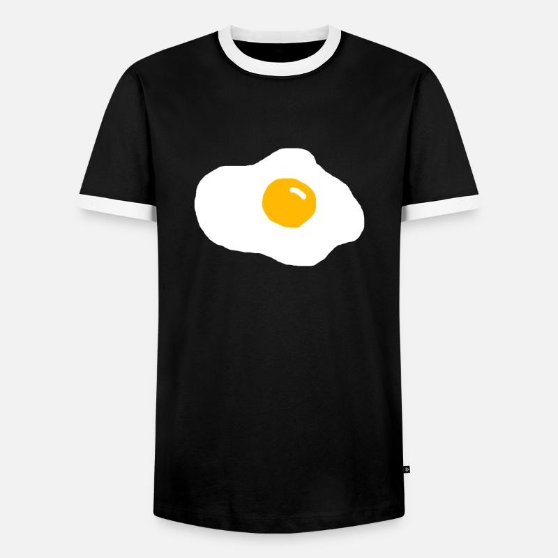 fried egg - Men's Ringer Shirt - black/white