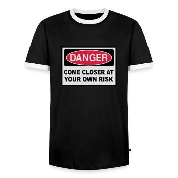 danger - Men's Ringer Shirt - black/white - Front - AI Model Female 172 light (172cm) & AI Model Male 178 light (178cm)