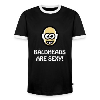 Les têtes chauves sont sexy (Bald Head NEG 3C) - T-shirt contrasté Homme - noir/blanc - Devant - AI Model Female 172 light (172cm) & AI Model Male 178 light (178cm)