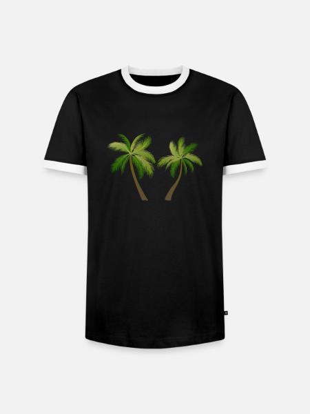 palm tree palm palms - Men's Ringer Shirt - black/white