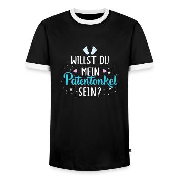 Patenonkel - Männer Kontrast-T-Shirt - Schwarz/Weiß - Vorne - AI Model Female 172 light (172cm) & AI Model Male 178 light (178cm)