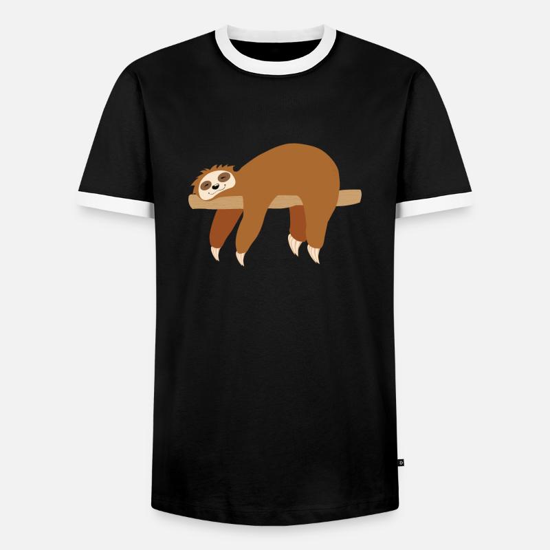 Faultier - Männer Kontrast-T-Shirt - Schwarz/Weiß