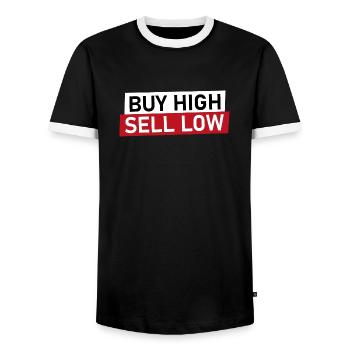 acheter haute vente low wallstreetbets stock exchange - T-shirt contrasté Homme - noir/blanc - Devant - AI Model Female 172 light (172cm) & AI Model Male 178 light (178cm)