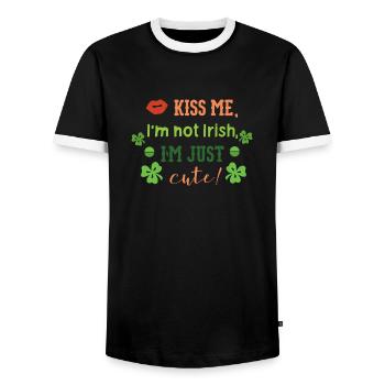 Kiss me Im not Irish Im just cute - Men's Ringer Shirt - black/white - Front - AI Model Female 172 light (172cm) & AI Model Male 178 light (178cm)