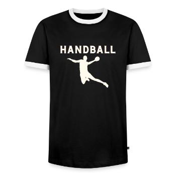 Handball - Männer Kontrast-T-Shirt - Schwarz/Weiß - Vorne - AI Model Female 172 light (172cm) & AI Model Male 178 light (178cm)