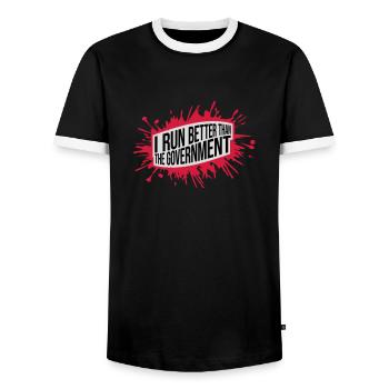 run better than government - Männer Kontrast-T-Shirt - Schwarz/Weiß - Vorne - AI Model Female 172 light (172cm) & AI Model Male 178 light (178cm)