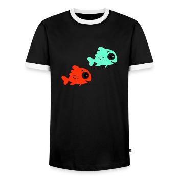 Pisces - Men's Ringer Shirt - black/white - Front - AI Model Female 172 light (172cm) & AI Model Male 178 light (178cm)