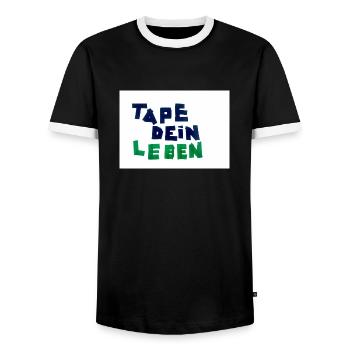Tape dein Leben - Männer Kontrast-T-Shirt - Schwarz/Weiß - Vorne - AI Model Female 172 light (172cm) & AI Model Male 178 light (178cm)