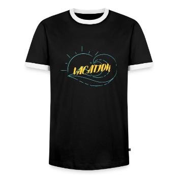 Prêt pour des vacances? - T-shirt contrasté Homme - noir/blanc - Devant - AI Model Female 172 light (172cm) & AI Model Male 178 light (178cm)