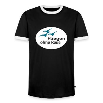 Fliegen ohne Reue - Männer Kontrast-T-Shirt - Schwarz/Weiß - Vorne - AI Model Female 172 light (172cm) & AI Model Male 178 light (178cm)