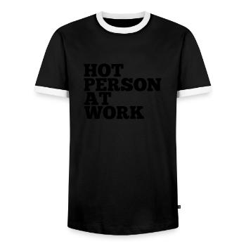 Hot Person At Work Gym Self Love - Männer Kontrast-T-Shirt - Schwarz/Weiß - Vorne - AI Model Female 172 light (172cm) & AI Model Male 178 light (178cm)