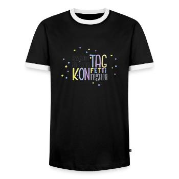 Lass jeden Tag ein bisschen Konfetti regnen - Männer Kontrast-T-Shirt - Schwarz/Weiß - Vorne - AI Model Female 172 light (172cm) & AI Model Male 178 light (178cm)