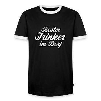 Bester Trinker im Dorf Spruch Geschenk - Männer Kontrast-T-Shirt - Schwarz/Weiß - Vorne - AI Model Female 172 light (172cm) & AI Model Male 178 light (178cm)
