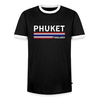 T-shirt drapeau de la Thaïlande de Phuket - T-shirt contrasté Homme - noir/blanc - Devant - AI Model Female 172 light (172cm) & AI Model Male 178 light (178cm)