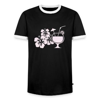 Boisson cocktail à l’hibiscus d’Hawaï - T-shirt contrasté Homme - noir/blanc - Devant - AI Model Female 172 light (172cm) & AI Model Male 178 light (178cm)