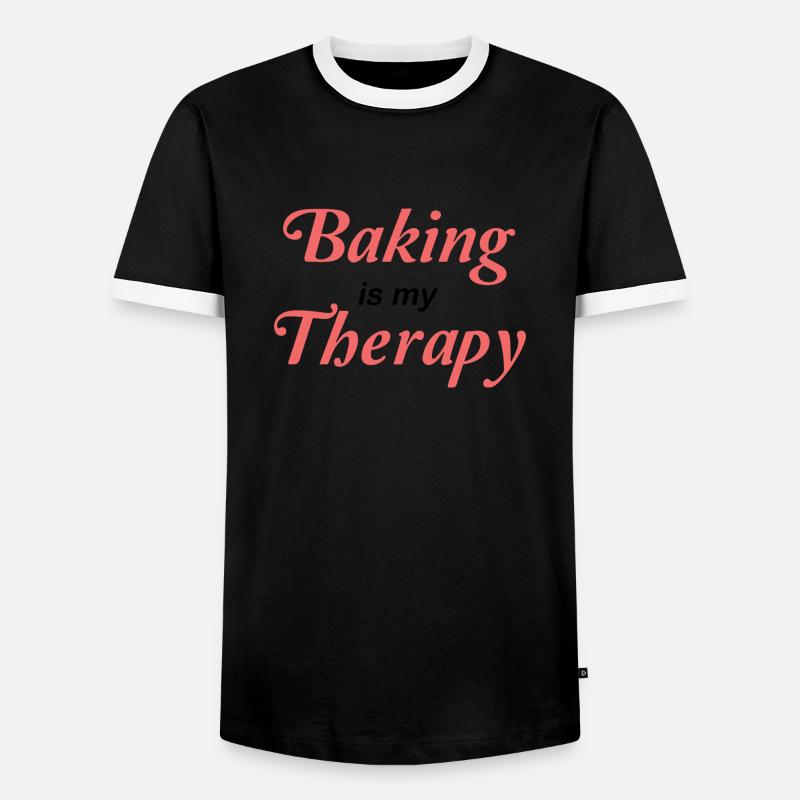 Baking is my therapy - Männer Kontrast-T-Shirt - Schwarz/Weiß