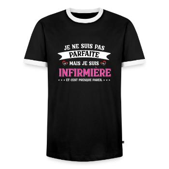 Nicht perfekt, aber Krankenschwester - Männer Kontrast-T-Shirt - Schwarz/Weiß - Vorne - AI Model Female 172 light (172cm) & AI Model Male 178 light (178cm)