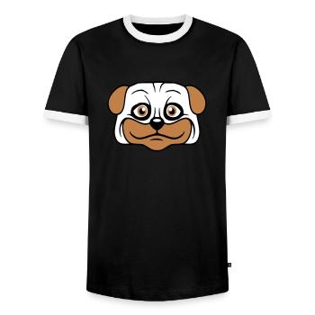 chien carlin petite bite mignonne amour heureux bande dessinée amusant - T-shirt contrasté Homme - noir/blanc - Devant - AI Model Female 172 light (172cm) & AI Model Male 178 light (178cm)