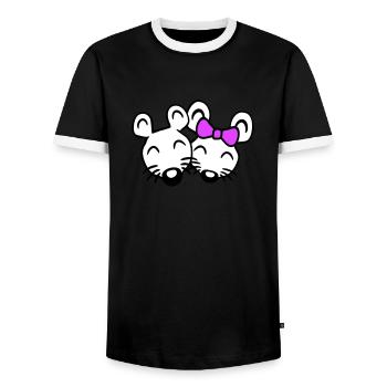2 Mäuse Paar Zwei Verliebt Valentinstag Frau Mann - Männer Kontrast-T-Shirt - Schwarz/Weiß - Vorne - AI Model Female 172 light (172cm) & AI Model Male 178 light (178cm)