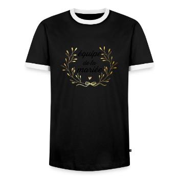 Équipe de la mariée couronne doré - T-shirt contrasté Homme - noir/blanc - Devant - AI Model Female 172 light (172cm) & AI Model Male 178 light (178cm)