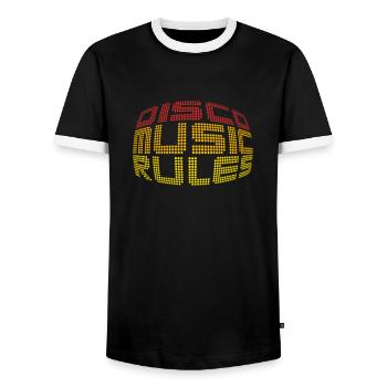 Disco Music Rules - Männer Kontrast-T-Shirt - Schwarz/Weiß - Vorne - AI Model Female 172 light (172cm) & AI Model Male 178 light (178cm)