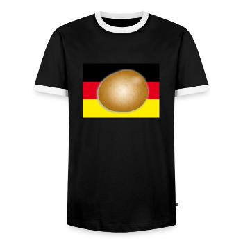 Pomme de terre drapeau Allemagne - T-shirt contrasté Homme - noir/blanc - Devant - AI Model Female 172 light (172cm) & AI Model Male 178 light (178cm)