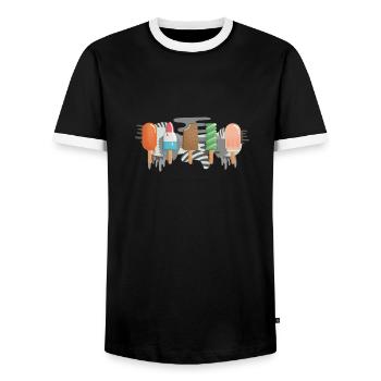 Eis am Stiel - Männer Kontrast-T-Shirt - Schwarz/Weiß - Vorne - AI Model Female 172 light (172cm) & AI Model Male 178 light (178cm)