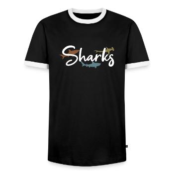 Haie - Männer Kontrast-T-Shirt - Schwarz/Weiß - Vorne - AI Model Female 172 light (172cm) & AI Model Male 178 light (178cm)