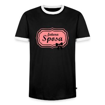 futura sposa retro frame - Männer Kontrast-T-Shirt - Schwarz/Weiß - Vorne - AI Model Female 172 light (172cm) & AI Model Male 178 light (178cm)