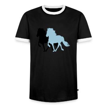 2 Tölter - Männer Kontrast-T-Shirt - Schwarz/Weiß - Vorne - AI Model Female 172 light (172cm) & AI Model Male 178 light (178cm)