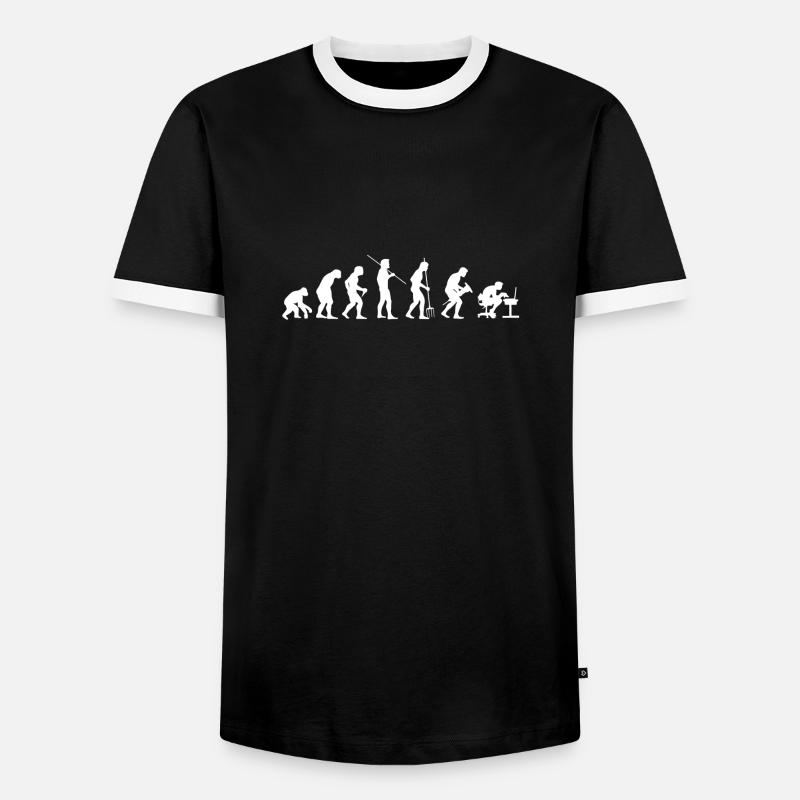 Evolution der Menschlichen Arbeit Computerarbeit - Männer Kontrast-T-Shirt - Schwarz/Weiß
